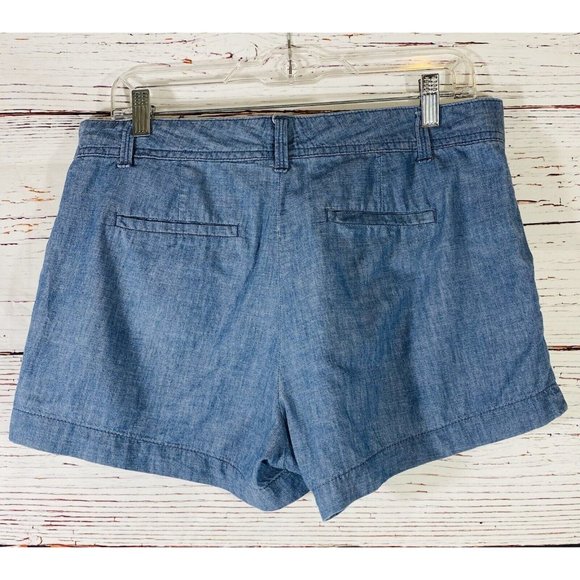 Gap Chambray City Shorts Womens Size 2 Solid Blue Mid Rise 3” Inseam Cotton - Picture 2 of 9